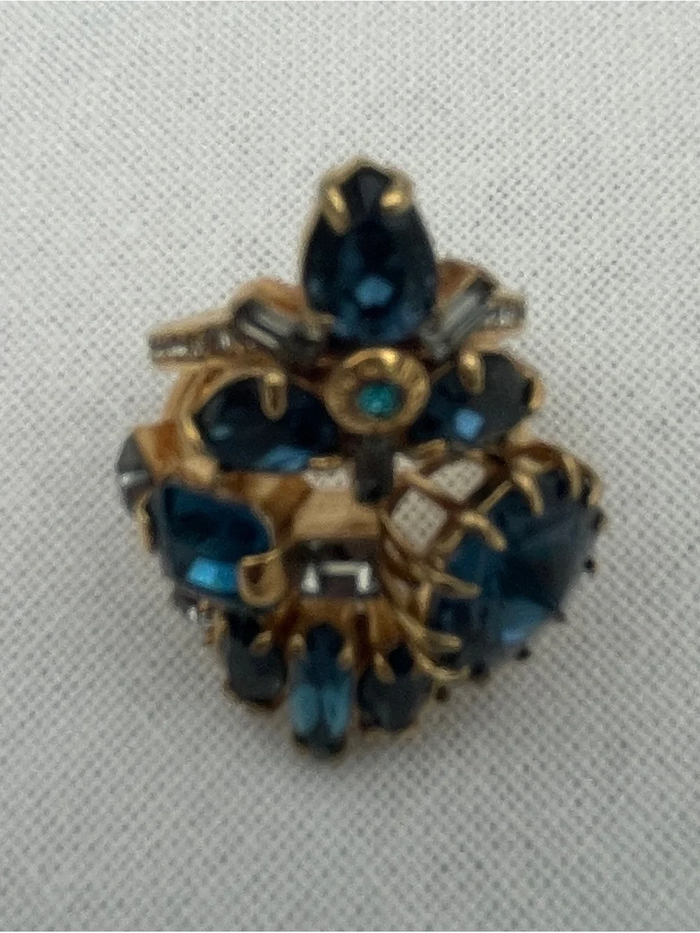henri bendel Gold-Tone Ring with Deep Blue Stones